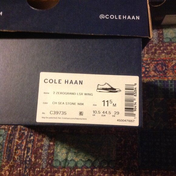 Cole Haan Men's 2.ZeroGrand Gray Nubuck Wingtip Oxford Shoes - 11.5M- New in Box - Picture 8 of 9